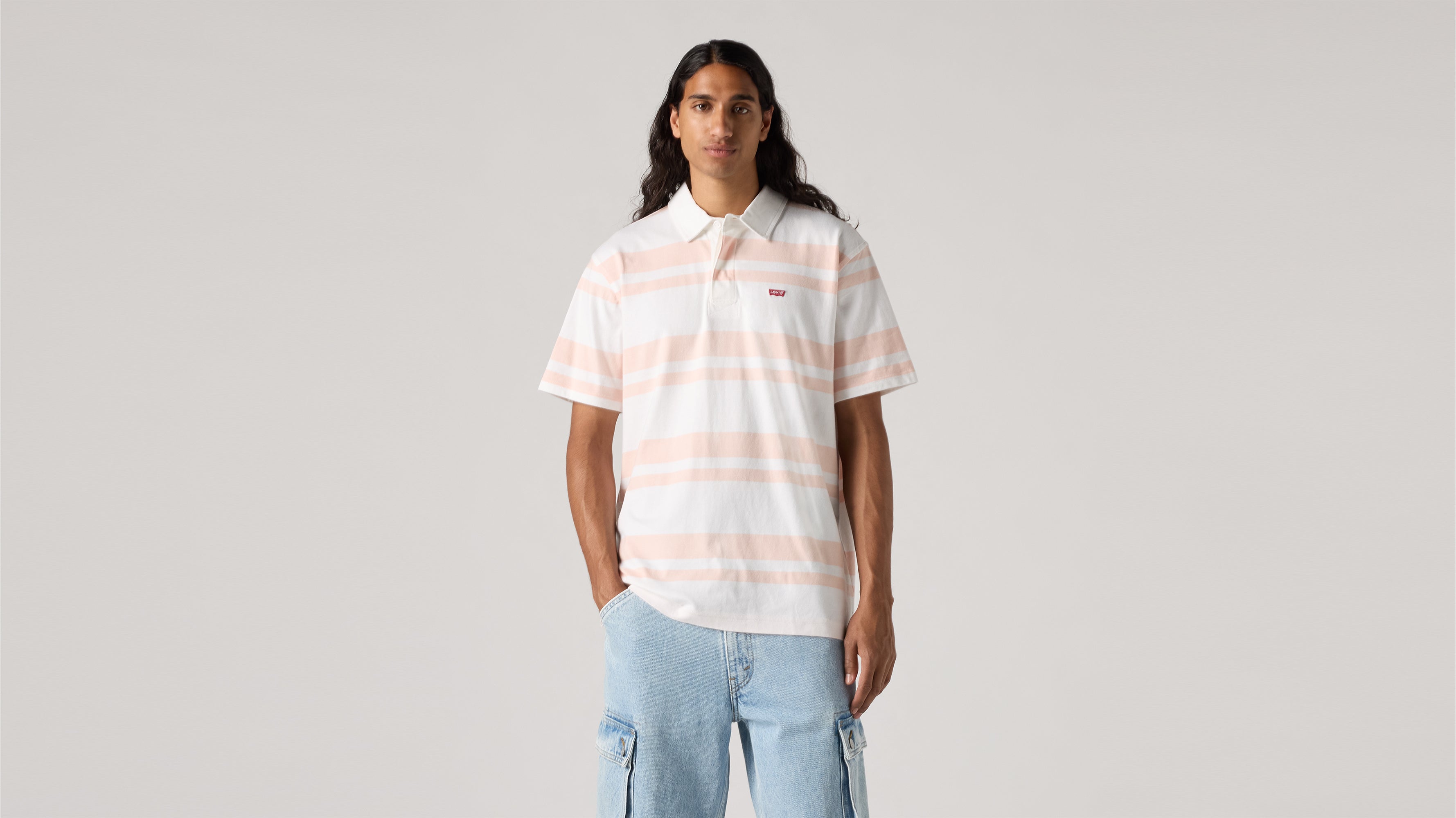 Levi's® Men's Classic Short-Sleeve Rugby Shirt Notus Stripe Pale