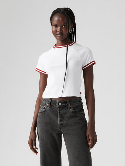 売れ筋商品|||リーバイス カットソー トップス レディース Women's Margot Cotton Embroidered-Trim T-Shirt Delicate Embroidery - White Levi's® Women's Graphic Margot T-Shirt - Whites | LeviID