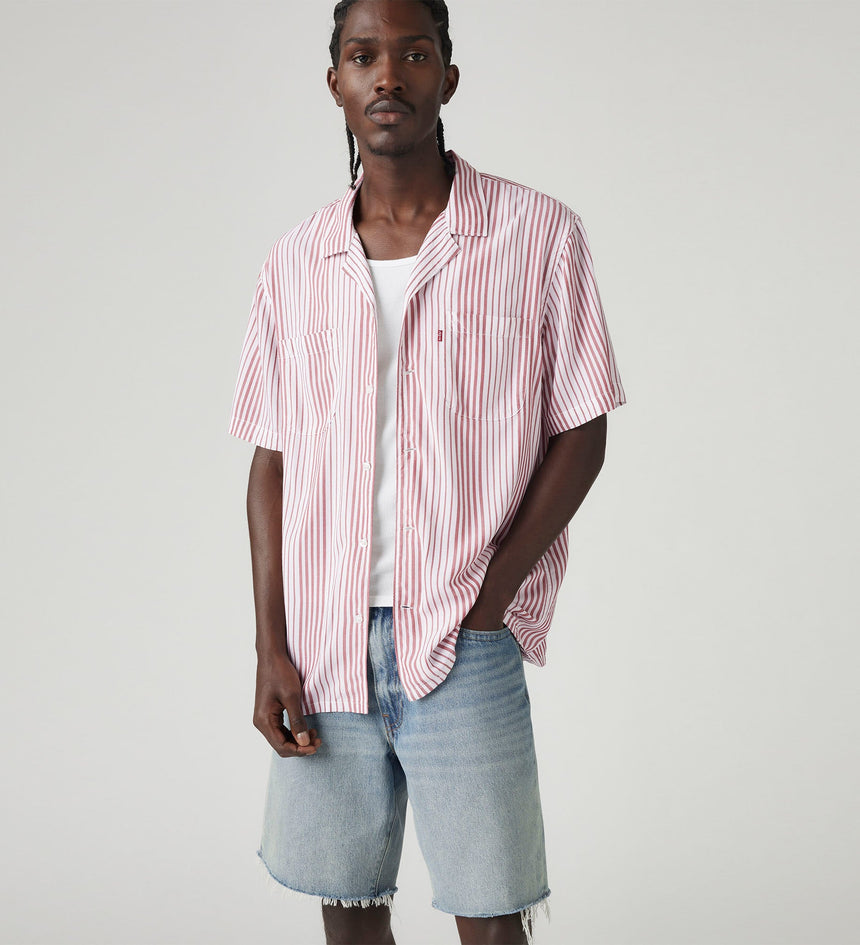 Levi's® Men's Classic Camp Shirt Silas Stripe Bossa Nova Red