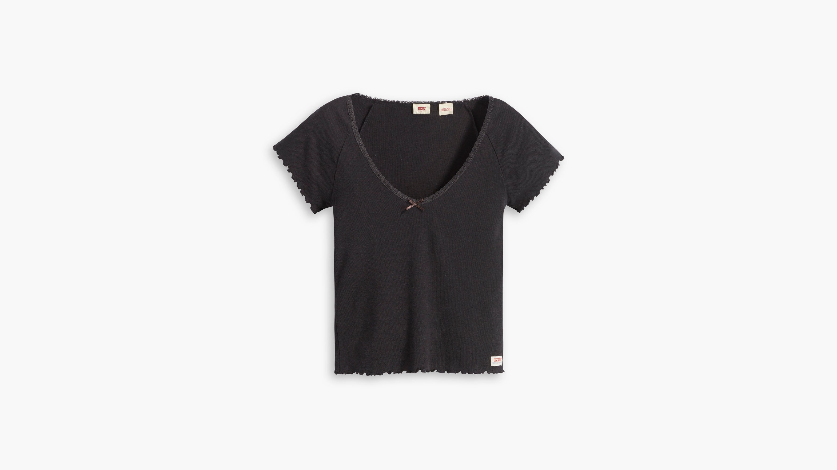 Levi's® Women's Dry Goods V-Neck T-Shirt - Caviar - Black | Levi's ID